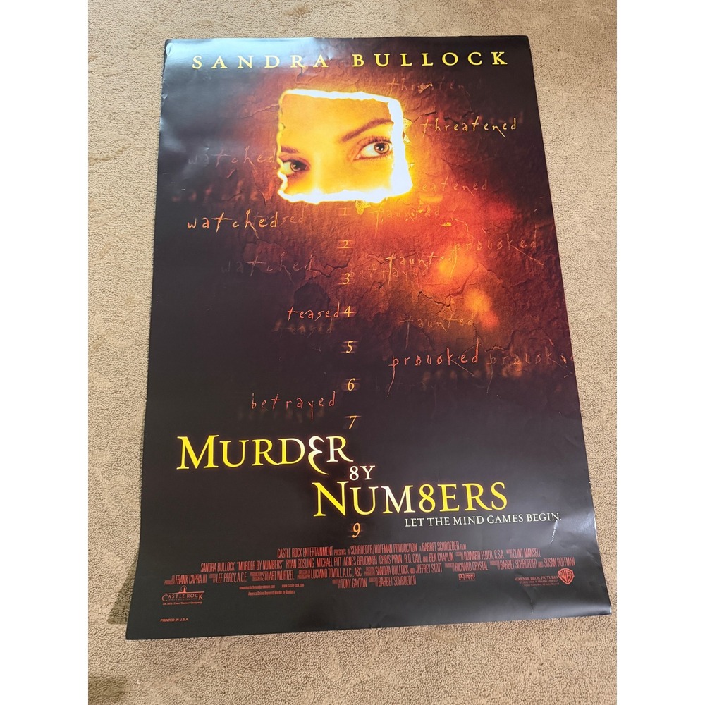 Murder by Numbers 2002 Movie Poster Sandra Bullock Ryan Gosling 27x40 DS Origina